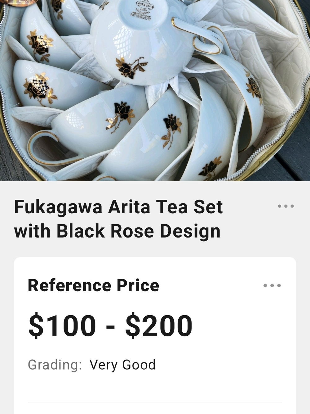 Fukagawa Arita Tea Cups Set with Gold Rose Motif - Picture 2 of 16